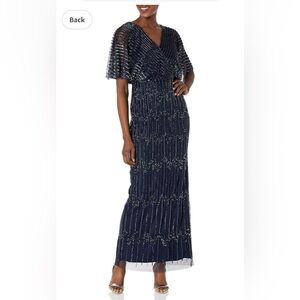 Beautiful beaded Adrianna papel dress in Navy